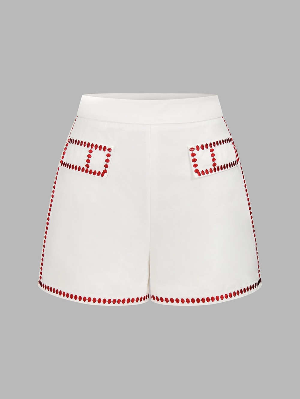 Commense Set Red/White Embroidered Top & Shorts Set - Picture 3 of 6